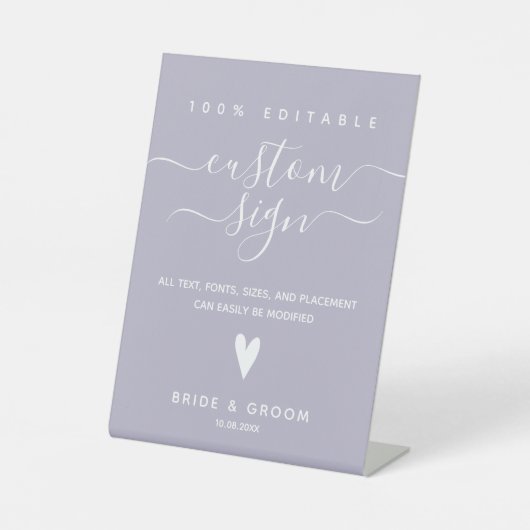 100%編集可能なカスタム結婚式のペデスタルサイン 台座サイン (正面)