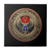 [100]聖なる金ゴールドエジプトの翼を持つスカラブとアンク タイル (正面)