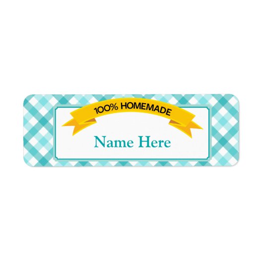 100%自家製フードラベル – ティール(緑がかった色) ラベル (正面)
