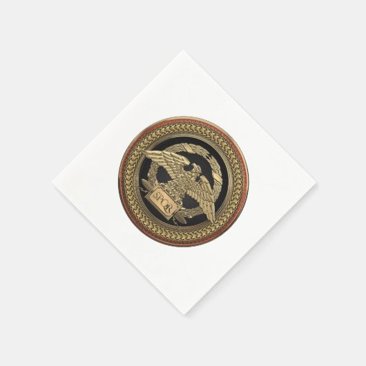 [100]金ゴールドローマ帝国イーグル金ゴールドメダリオン スタンダードカクテルナプキン (角)