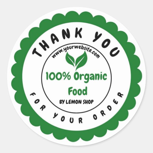 100%食べ物オーガニックサークカスタマイズル ラウンドシール (正面)