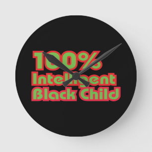 100%黒知性がある子 ラウンド壁時計