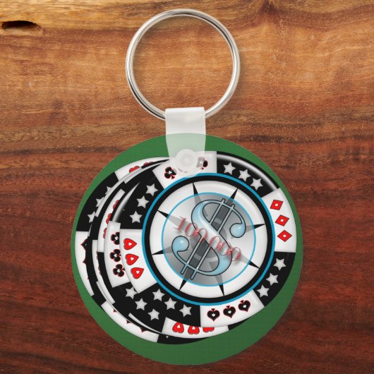 $100,000.00賭博トランプのポーカーチップスタック キーホルダー (正面)