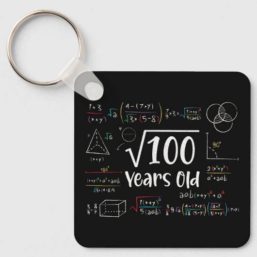 100 10誕生日10歳のギフトの平方根 キーホルダー (正面)