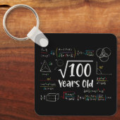 100 10誕生日10歳のギフトの平方根 キーホルダー (正面)