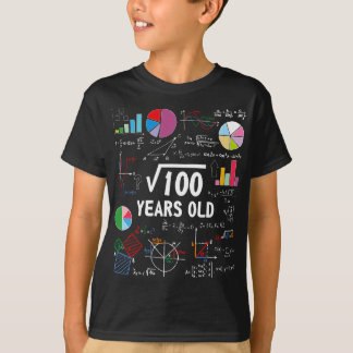 100 10誕生日10歳のギフトの平方根 Tシャツ