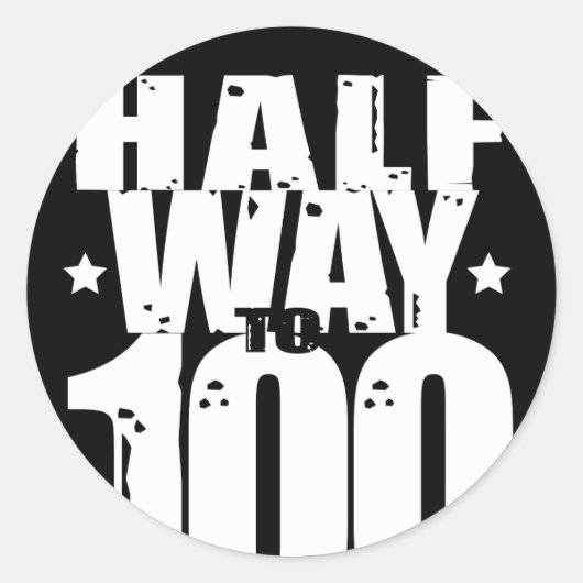 100 50おもしろい誕生日半 ラウンドシール (正面)