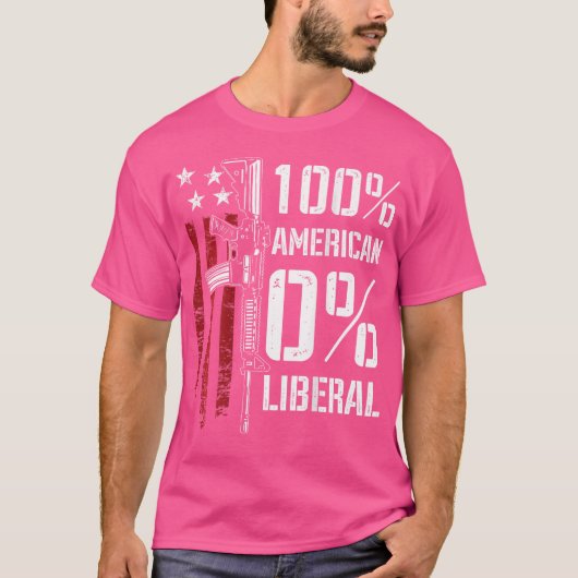 100 American 自由主義の 0 Proおもしろい Gun背面 Tシャツ (正面)
