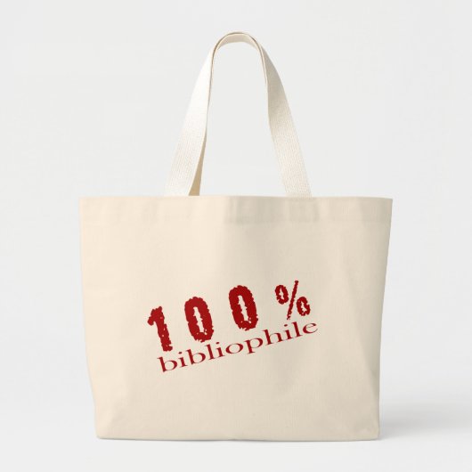 100% Bibliophileの本のトートバック ラージトートバッグ (正面)