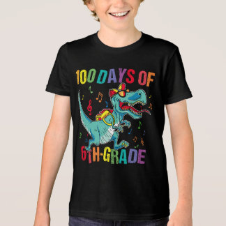 100 Day of 6th grade School 100th Dino Trex Dino トライブレンドＴシャツ
