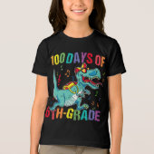 100 Day of 6th grade School 100th Dino Trex Dino トライブレンドＴシャツ (正面)