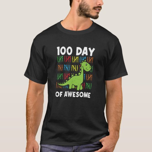 100 Day Of Awesome Rex Dinosaur Dino Tyrannosaurus Tシャツ (正面)