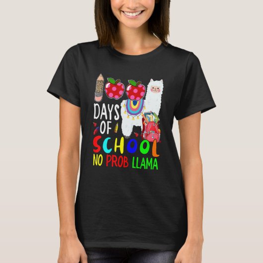 100 Day Of School No Prob Llama Cute Llama Lover S Tシャツ (正面)