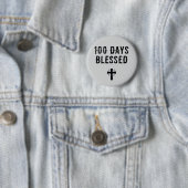 100 Days Blessed - 100th Day of School Christian 缶バッジ (インサイチュ)