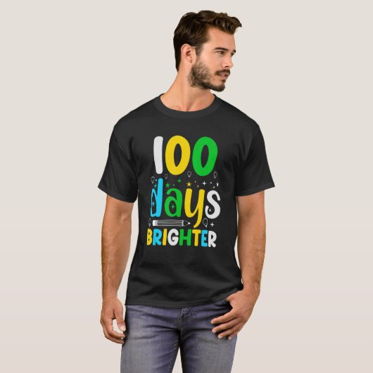 100 Days Brighter   100 Days Of School Tシャツ (正面フル)