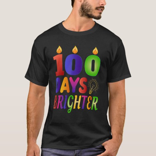 100 Days Brighter 100th Day for Teacher Kids Tシャツ (正面)