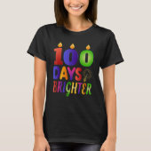 100 Days Brighter  100th Day  for Teacher Kids Tシャツ (正面)
