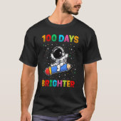 100 Days Brighter 100th Day of School Astronaut Sp Tシャツ (正面)