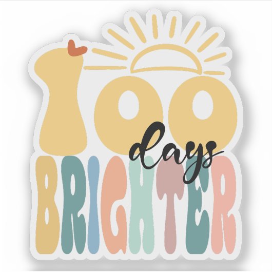 100 Days Brighter — 100th Day of School Celebratio シール (正面)