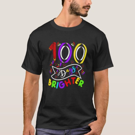100 Days Brighter 100th Day Of School Teacher And  Tシャツ (正面)