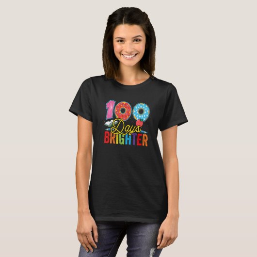 100 Days Brighter Donuts For Teachers And Kids Stu Tシャツ (正面フル)