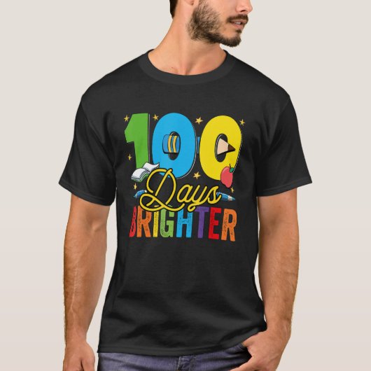 100 Days Brighter For Teachers And Kids Students Tシャツ (正面)