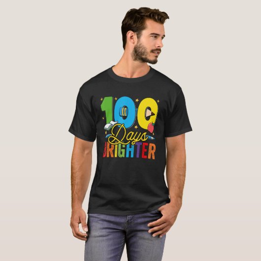 100 Days Brighter For Teachers And Kids Students Tシャツ (正面フル)
