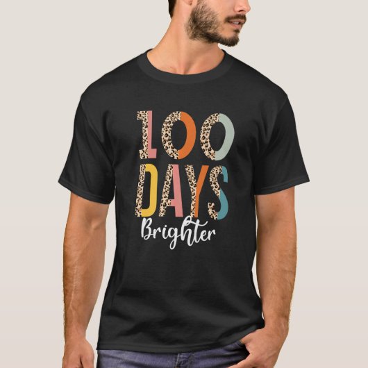 100 Days Brighter   for Teachers Kids Leopard Tシャツ (正面)