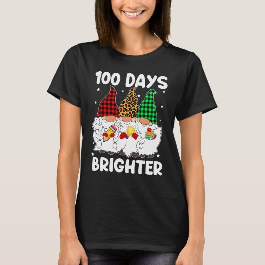 100 Days Brighter Gnomes Student Teacher 100th Day Tシャツ (正面)