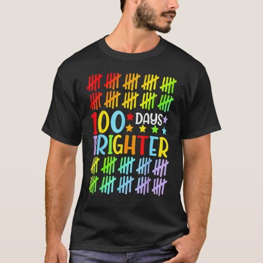 100 Days Brighter Happy 100th Day Of School Studen Tシャツ (正面)