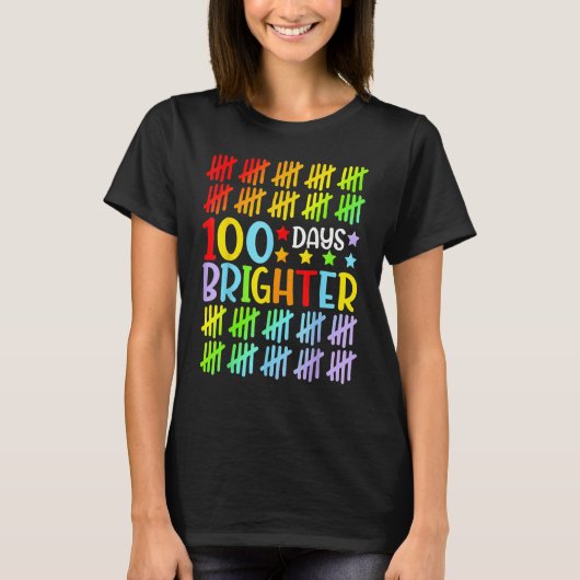 100 Days Brighter Happy 100th Day Of School Studen Tシャツ (正面)