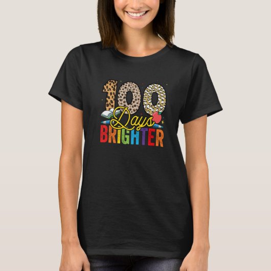 100 Days Brighter Leopard For Teachers And Kids St Tシャツ (正面)