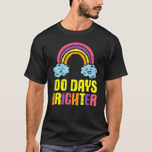 100 Days Brighter Rainbow Cute 100th Day School Sm Tシャツ (正面)