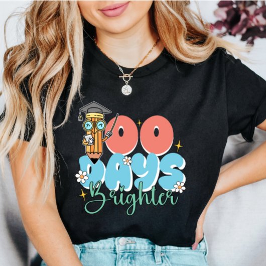 100 Days Brighter Retro Groovy School Tシャツ