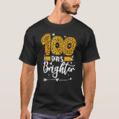 100 Days Brighter Teachers Funny Leopard 100 Days  Tシャツ (正面)
