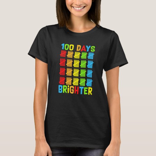 100 Days Brighter Teachers Kids Child Happy 100 Da Tシャツ (正面)