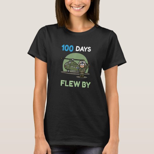 100 Days Flew By 100 Days Of School  helicopter  4 Tシャツ (正面)