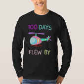 100 Days Flew By  100 Days Of School   helicopter Tシャツ (正面)
