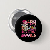 100 Days In The Books Reading Teacher Skeleton Val 缶バッジ (正面&裏面)