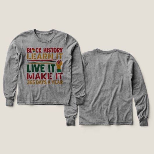 100 Days Learning Black History Afro Education Tee (デザイン 正面＆背面)