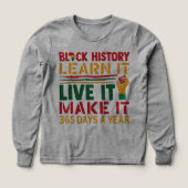 100 Days Learning Black History Afro Education Tee (デザイン正面)
