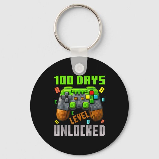 100 Days Level Unlocked Gaming 100 Days Of School  キーホルダー (正面)