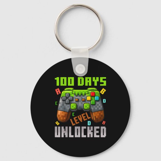 100 Days Level Unlocked Gaming 100 Days Of School  キーホルダー (正面)