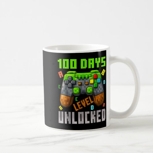 100 Days Level Unlocked Gaming 100 Days Of School コーヒーマグカップ (右)