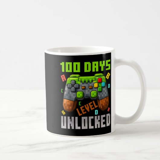 100 Days Level Unlocked Gaming 100 Days Of School コーヒーマグカップ (右)