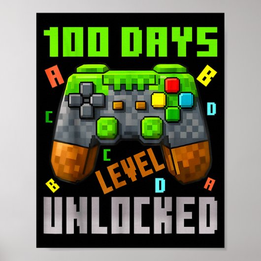 100 Days Level Unlocked Gaming 100 Days Of School ポスター (正面)