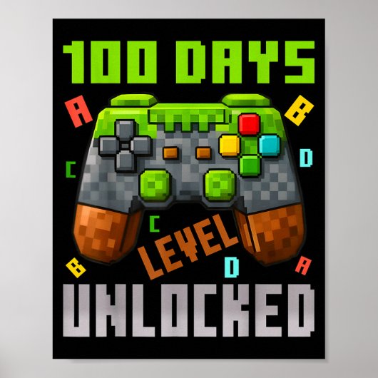 100 Days Level Unlocked Gaming 100 Days Of School  ポスター (正面)