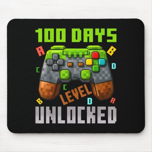 100 Days Level Unlocked Gaming 100 Days Of School マウスパッド (正面)