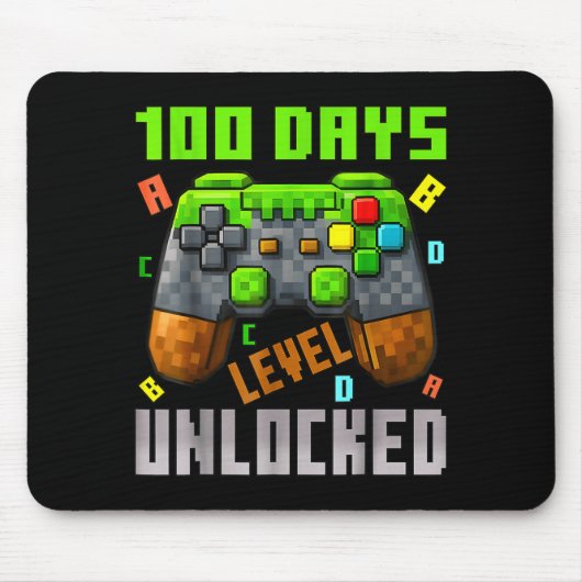 100 Days Level Unlocked Gaming 100 Days Of School マウスパッド (正面)