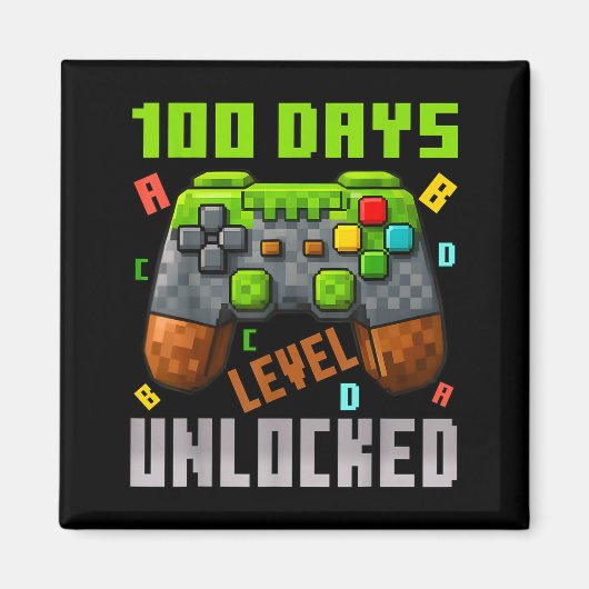 100 Days Level Unlocked Gaming 100 Days Of School  マグネット (正面)